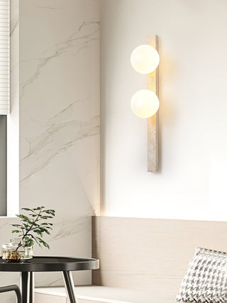 Vertical Travertine Ball Wall Sconce