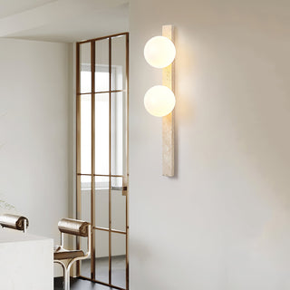 Vertical Travertine Ball Wall Sconce