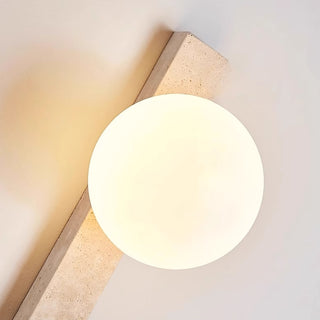 Vertical Travertine Ball Wall Sconce