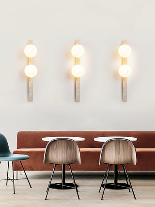Vertical Travertine Ball Wall Sconce