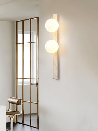 Vertical Travertine Ball Wall Sconce
