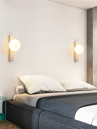 Vertical Travertine Ball Wall Sconce