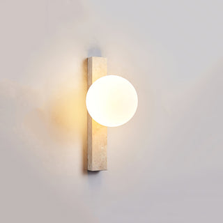Vertical Travertine Ball Wall Sconce