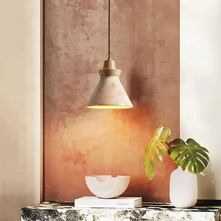 Vintage Conical Travertine Pendant Lamp