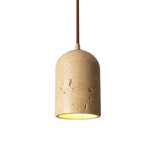 Vintage Cylindrical Travertine Pendant Lamp