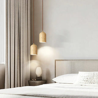 Vintage Cylindrical Travertine Pendant Lamp