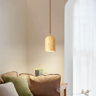 Vintage Cylindrical Travertine Pendant Lamp