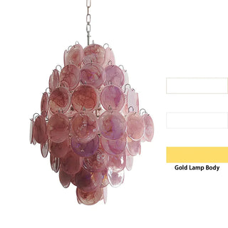 Vintage Murano Pink Disks Chandelier