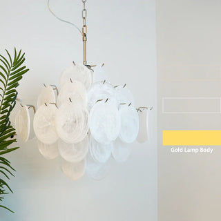 Vintage Murano White Glass Chandelier