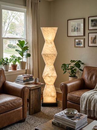 Alabaster Cairn Geometric Floor Lamp