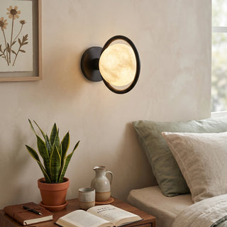 Alabaster Celestial Ring Globe Wall Lamp