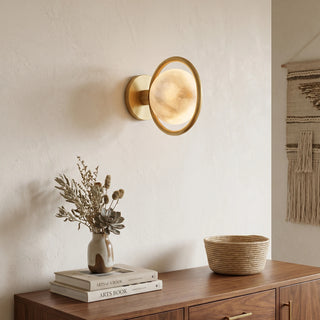 Alabaster Celestial Ring Globe Wall Lamp
