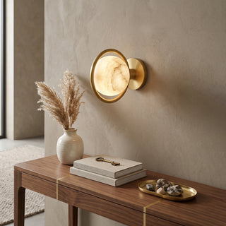 Alabaster Celestial Ring Globe Wall Lamp