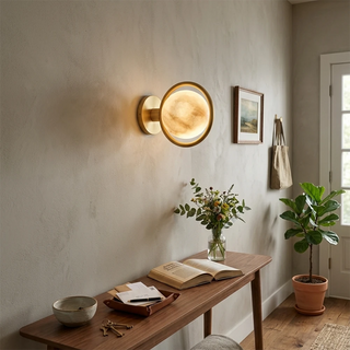 Alabaster Celestial Ring Globe Wall Lamp