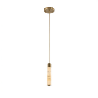 Alabaster Column Spiral Brass Chandelier