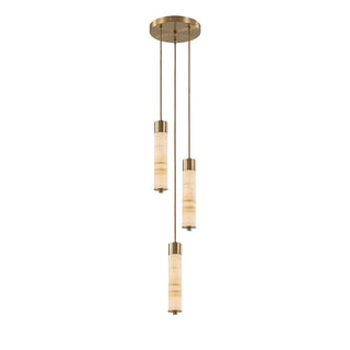 Alabaster Column Spiral Brass Chandelier