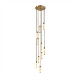 Alabaster Column Spiral Brass Chandelier