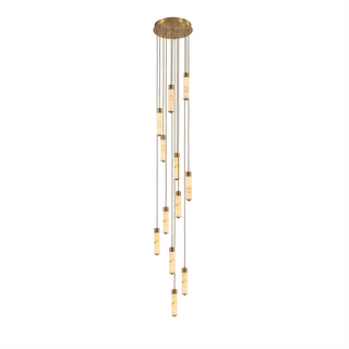 Alabaster Column Spiral Brass Chandelier