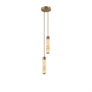 Alabaster Column Spiral Brass Chandelier