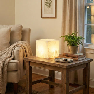 Alabaster Cubic Table Lamp