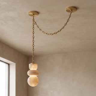 Alabaster Cylindrical Chain Chandelier