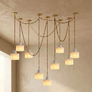 Alabaster Cylindrical Cluster Chain Chandelier