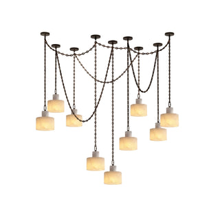 Alabaster Cylindrical Cluster Chain Chandelier