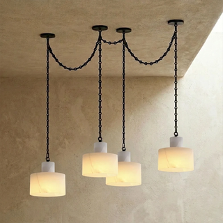 Alabaster Cylindrical Cluster Chain Chandelier