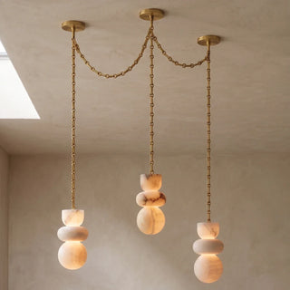 Alabaster Cylindrical Chain Chandelier
