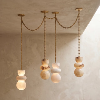 Alabaster Cylindrical Chain Chandelier