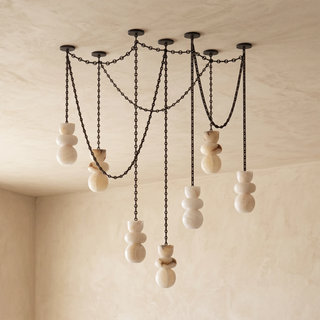 Alabaster Cylindrical Chain Chandelier
