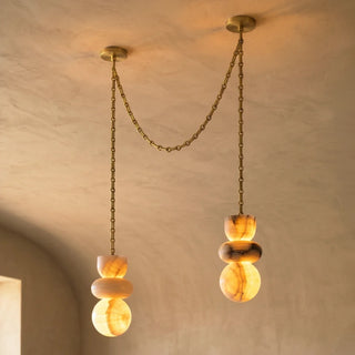 Alabaster Cylindrical Chain Chandelier