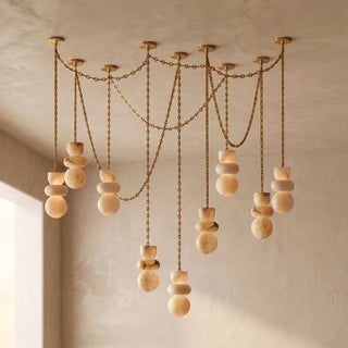 Alabaster Cylindrical Chain Chandelier