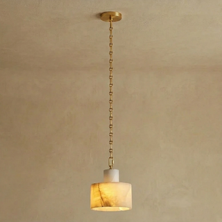 Alabaster Cylindrical Cluster Chain Chandelier