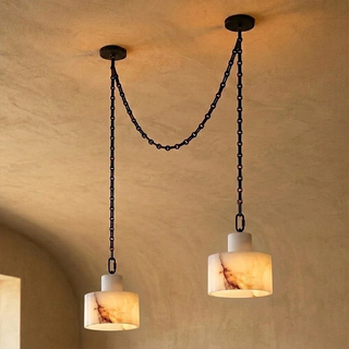 Alabaster Cylindrical Cluster Chain Chandelier