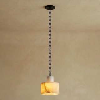 Alabaster Cylindrical Cluster Chain Chandelier