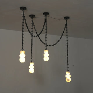 Alabaster Cylindrical Chain Chandelier
