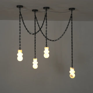 Alabaster Cylindrical Chain Chandelier