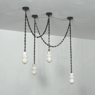 Alabaster Cylindrical Chain Chandelier