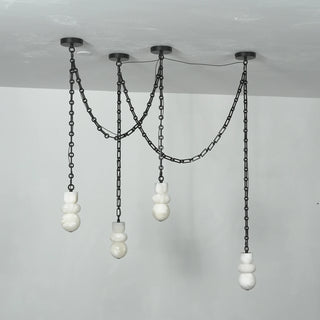 Alabaster Cylindrical Chain Chandelier