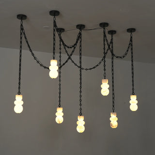 Alabaster Cylindrical Chain Chandelier