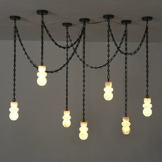 Alabaster Cylindrical Chain Chandelier