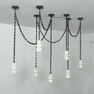 Alabaster Cylindrical Chain Chandelier