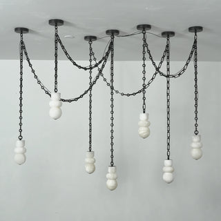 Alabaster Cylindrical Chain Chandelier