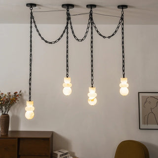 Alabaster Cylindrical Chain Chandelier
