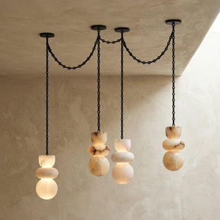 Alabaster Cylindrical Chain Chandelier - Vidirlighting