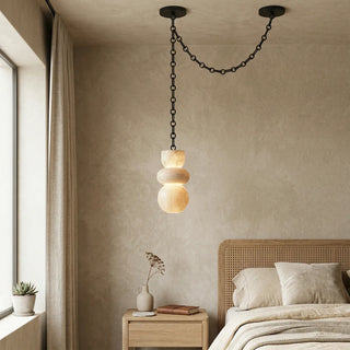 Alabaster Cylindrical Chain Chandelier - Vidirlighting
