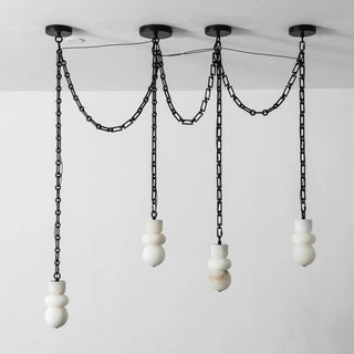 Alabaster Cylindrical Chain Chandelier