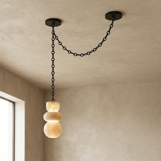 Alabaster Cylindrical Chain Chandelier - Vidirlighting