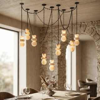 Alabaster Cylindrical Chain Chandelier - Vidirlighting